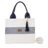 Bolsa Fana Malva Color Blanco / Marino Con Asas