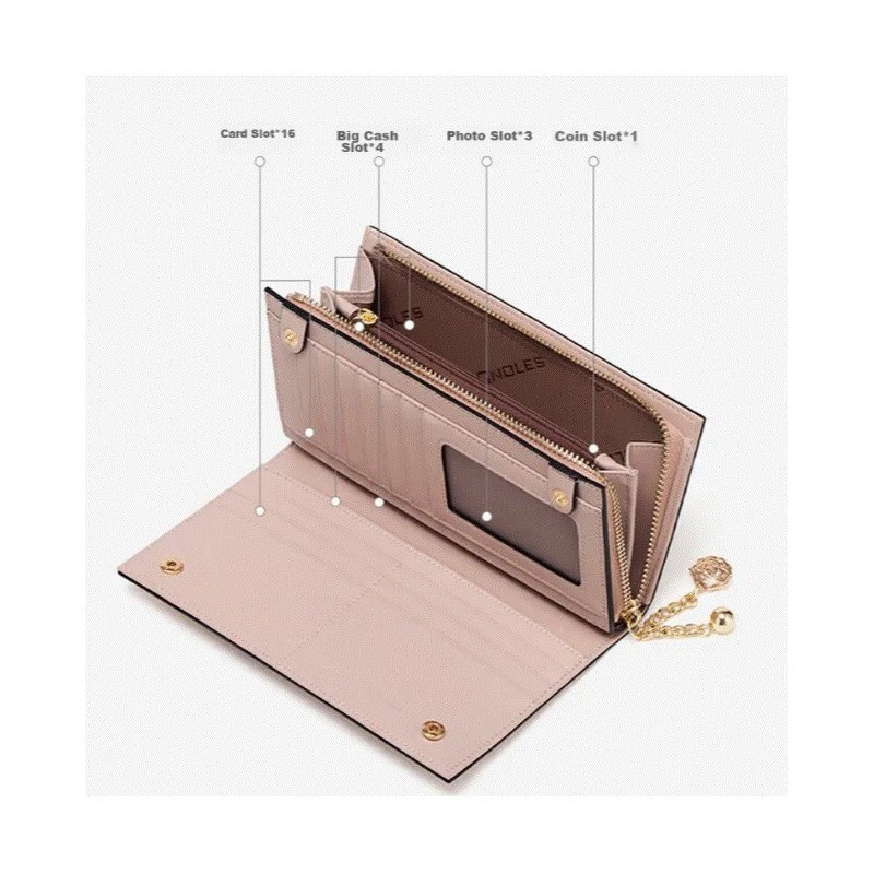 Cartera larga Mujer Cnoles Cuero color Rosa