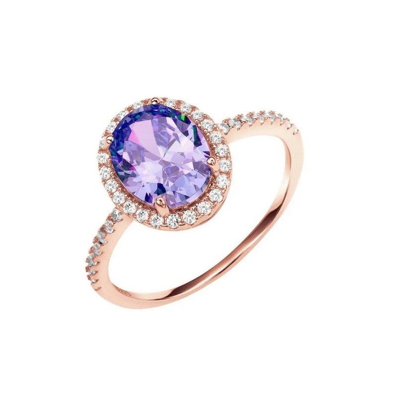 Anillo Pia lila hecho de plata .925 con baño de oro de 18K talla 5. Anillo Pia lila hecho de plata .925 con baño de oro de 18K talla 5.