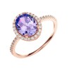 Anillo Pia lila hecho de plata .925 con baño de oro de 18K talla 5.