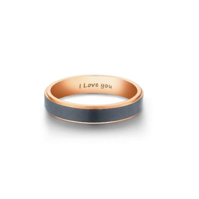 Argolla Dav en color gris con rose gold de acero inoxidable talla 6. Argolla Dav en color gris con rose gold de acero inoxidable talla 6.