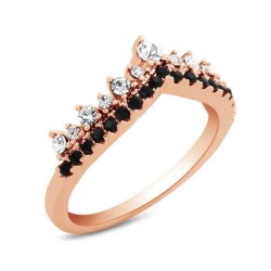 Anillo Wild Style II rose gold acero inoxidable con zirconias talla 7.