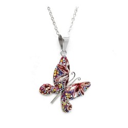 Set Collar y Aretes Mariposa Zvezda 0.925 Mujer Rosa
