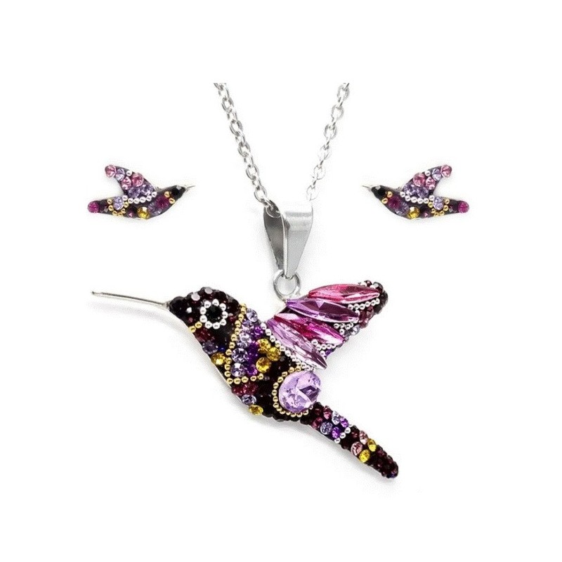 Set Collar y Aretes Colibrí Zvezda 0.925 Mujer Morado Set Collar y Aretes Colibrí Zvezda 0.925 Mujer Morado