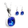 Collar y Aretes Cushion Azul Marino plata .925 Zvezda