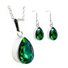 Collar y aretes Pera verde con plata .925 Zvezda
