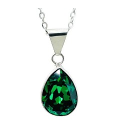 Collar y aretes Pera verde con plata .925 Zvezda