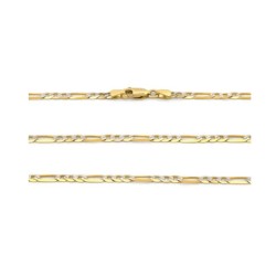 Cadena Figaro Diamantada 2.5 mm 60 Cm Oro Sólido 14k