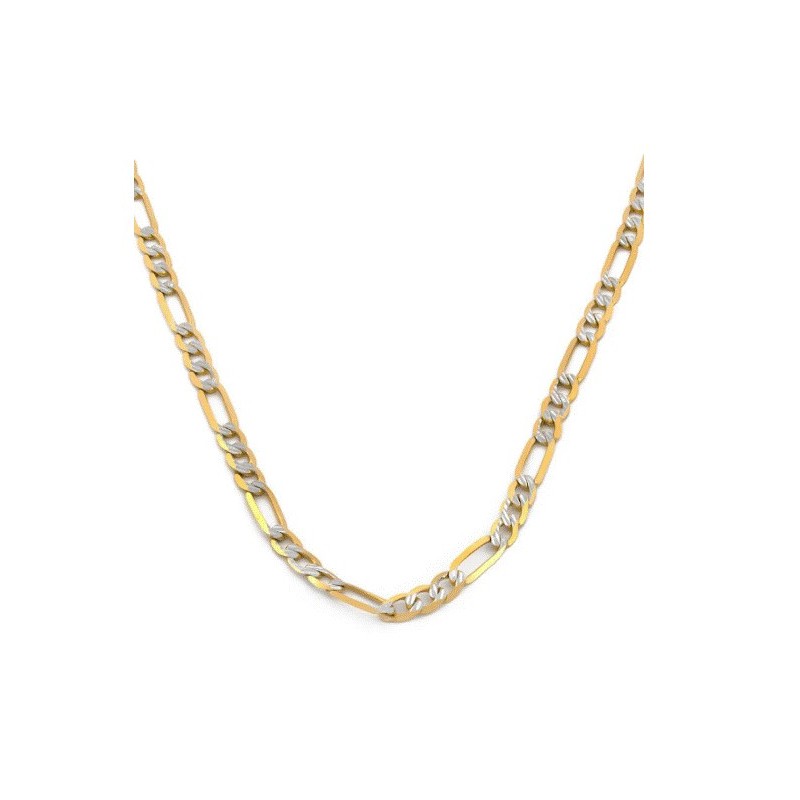 Cadena Figaro Diamantada 2.5 mm 60 Cm Oro Sólido 14k