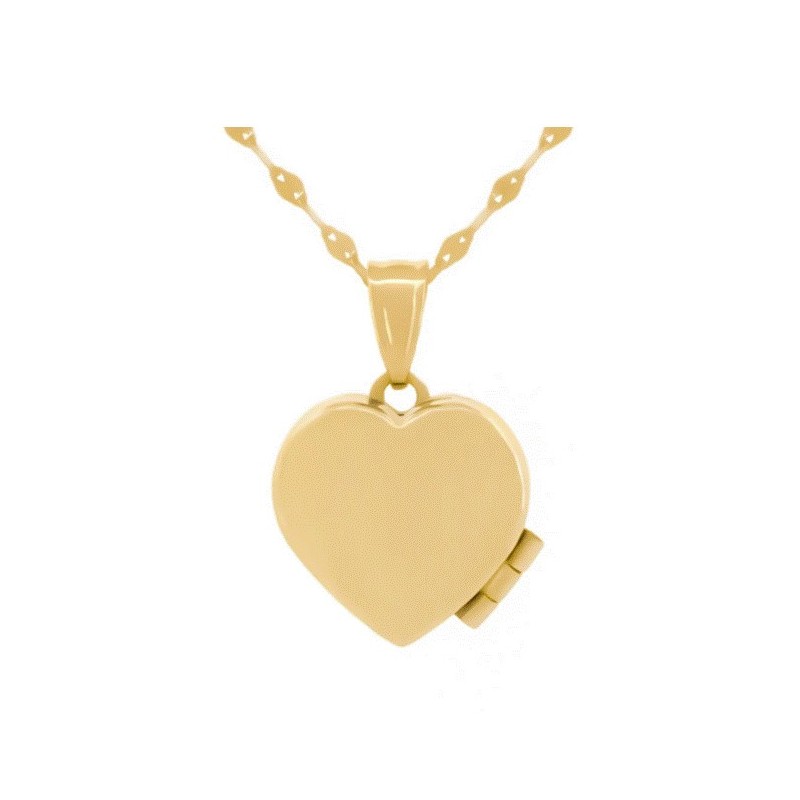 Cadena Con Dije De Corazón Relicario Liso Oro Sólido 10k Cadena Con Dije De Corazón Relicario Liso Oro Sólido 10k
