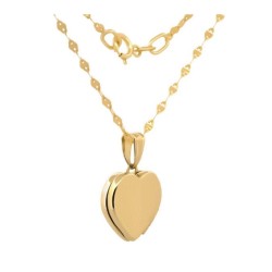 Cadena Con Dije De Corazón Relicario Liso Oro Sólido 10k