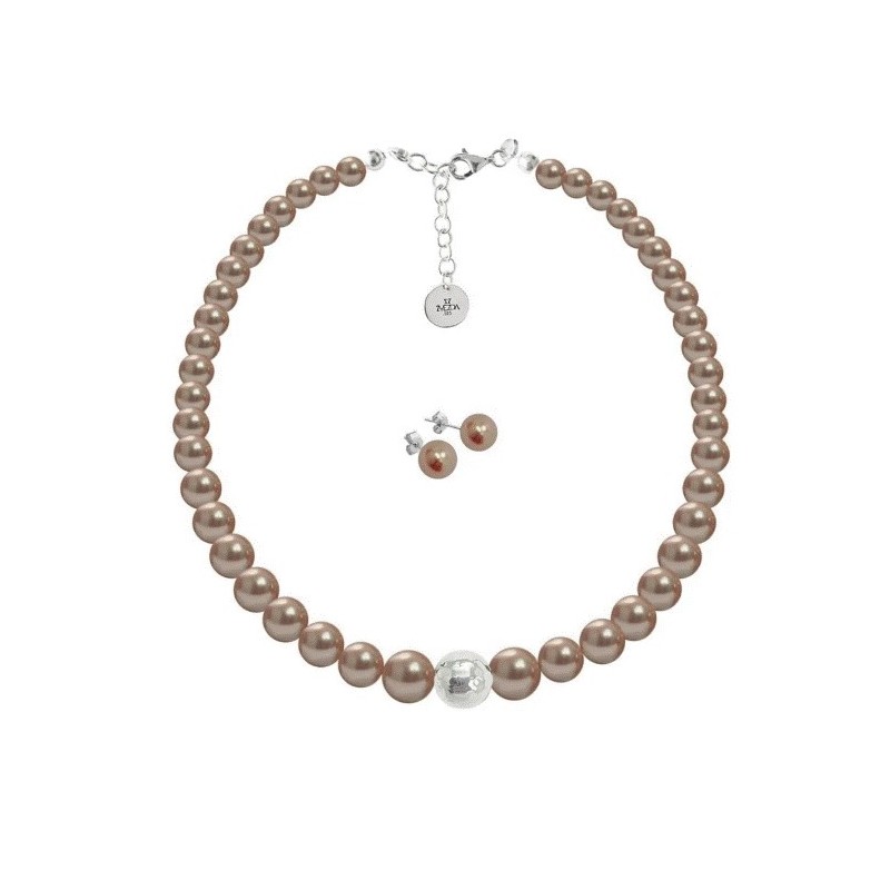 Set Collar Creciente Perlas Cristal Zvezda Plata 0.925 Mujer Dorado Set Collar Creciente Perlas Cristal Zvezda Plata 0.925 Mujer Dorado