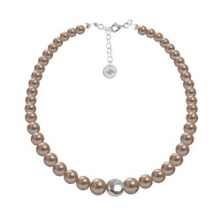 Set Collar Creciente Perlas Cristal Zvezda Plata 0.925 Mujer Dorado