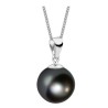 Set Collar Dije Perla Aretes Poste Zvezda Plata 0.925 Mujer Negro