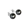 Set Collar Dije Perla Aretes Poste Zvezda Plata 0.925 Mujer Negro