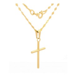 Cadena Y Dije Cruz Tubo 3.0 cm Oro Sólido 10k