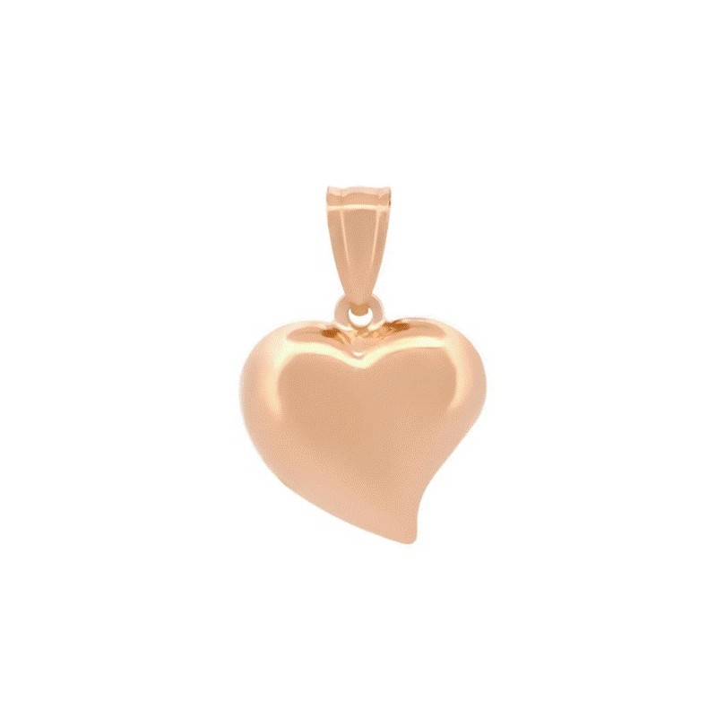 Dije Corazon Curvo Oro Rosa Sólido 14k