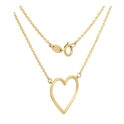 Gargantilla Dama Corazon Contorno Liso Oro Sólido 10k