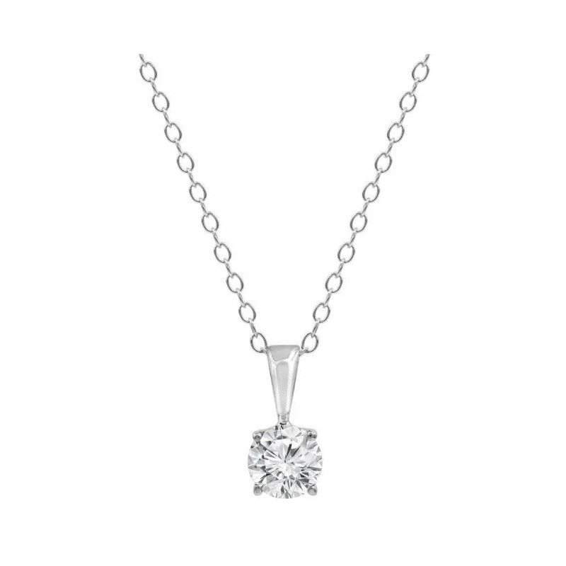 Colgante Redondo en Plata Esterlina y Diamantes Éticos .62ct