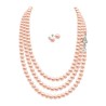 Collar y aretes Perlas de cristal Beige plata .925 Zvezda