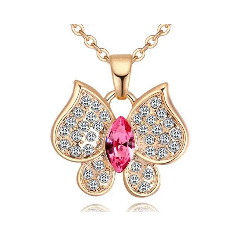 Dije con cadena Ocean Heart, Baño oro amarillo, 18K, AC18-88