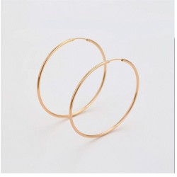 Arracadas Grandes Lisas Ligeras Tubulares Oro 18K Laminado Dorado