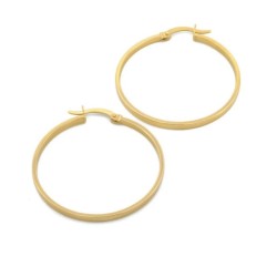 Arracadas Lisas 3.2 Cm Oro Italiano Sólido 14k