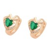 Arracadas Corazón Esmeralda y Cristales de Oro 18K Laminado Dorado
