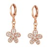 Aretes Flor Colgante Cristales Oro Rosa 14K Laminado