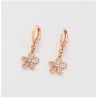 Aretes Flor Colgante Cristales Oro Rosa 14K Laminado