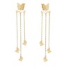 Aretes Largos Cascada Mariposas Colgantes Oro 14K Laminado Dorado