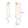 Aretes Largos Cascada Mariposas Colgantes Oro 14K Laminado Dorado