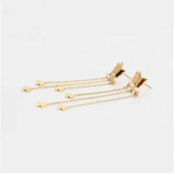 Aretes Largos Cascada Mariposas Colgantes Oro 14K Laminado Dorado