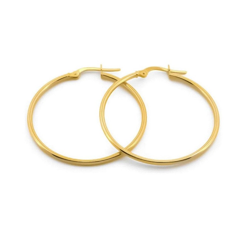 Arracadas Lisas 3.3 Cm Oro Sólido 14k