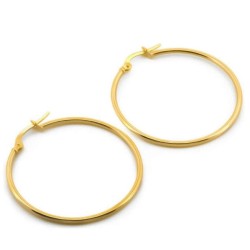 Arracadas Lisas 3.3 Cm Oro Sólido 14k