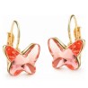 Aretes Mariposa De Cristales Oro 18k Laminado Rosa