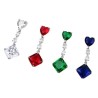 Aretes Largos Corazon Cristal Dama Oro 14k Laminado Azul