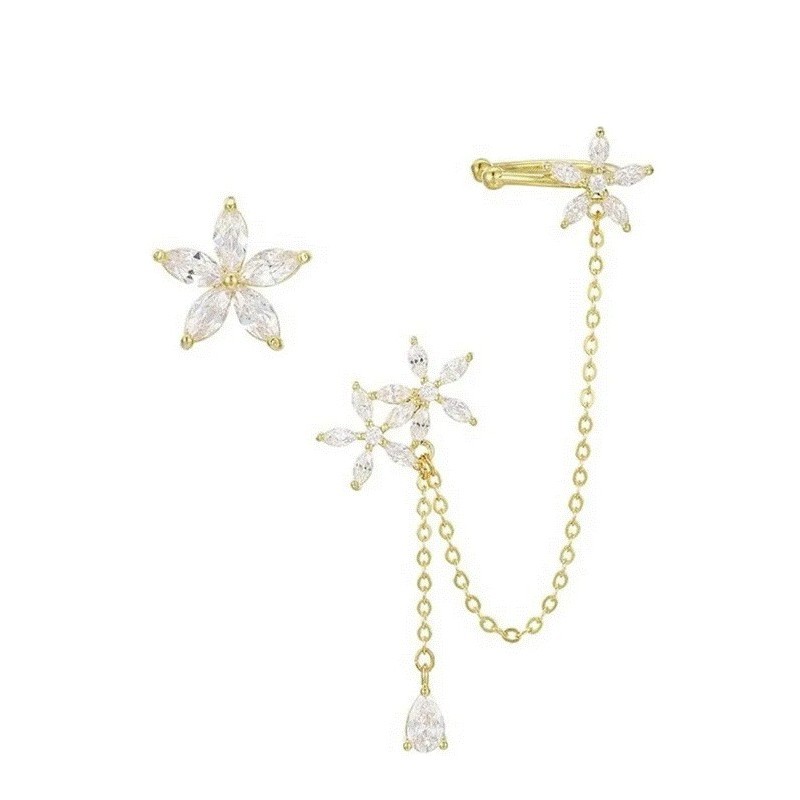 Aretes Margarita Cristal Trepadores Clip Oro Laminado Aretes Margarita Cristal Trepadores Clip Oro Laminado