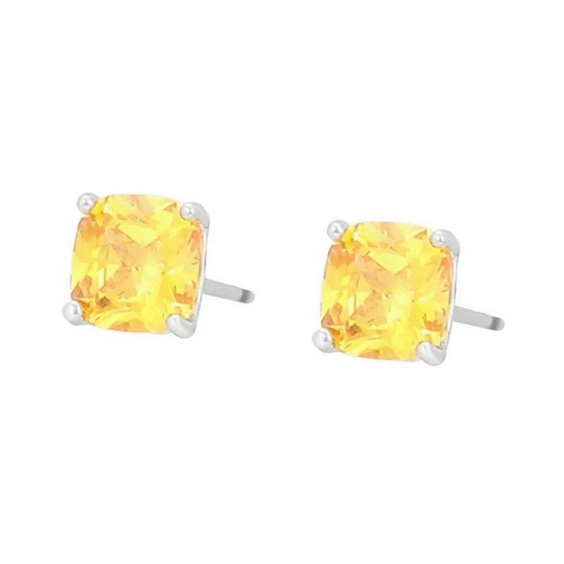 Aretes Broquel Cristal Citrino Oro 14k Laminado Aretes Broquel Cristal Citrino Oro 14k Laminado