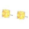 Aretes Broquel Cristal Citrino Oro 14k Laminado