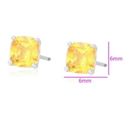 Aretes Broquel Cristal Citrino Oro 14k Laminado
