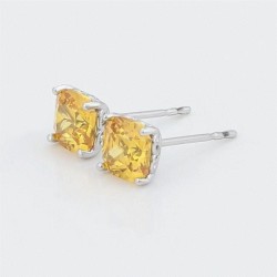 Aretes Broquel Cristal Citrino Oro 14k Laminado