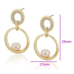 Aretes Dama Perla Cultivada Y Cristal Oro 14k Laminado