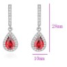 Aretes Gota Rubí Y Cristales Colgante Oro Blanco 14k Laminado