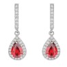 Aretes Gota Rubí Y Cristales Colgante Oro Blanco 14k Laminado