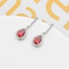Aretes Gota Rubí Y Cristales Colgante Oro Blanco 14k Laminado