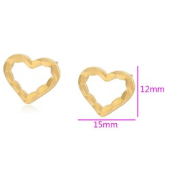 Finos Aretes Broquel Corazón Facetados Para Dama Oro 24K Laminado