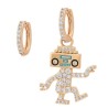 Aretes Arracadas Robot Bailando Con Swarovski Oro 14K Laminado
