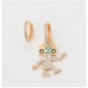 Aretes Arracadas Robot Bailando Con Swarovski Oro 14K Laminado