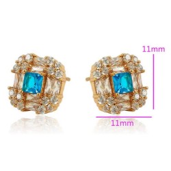 Aretes Con Aquamarina Y Cristal Oro 18k Laminado